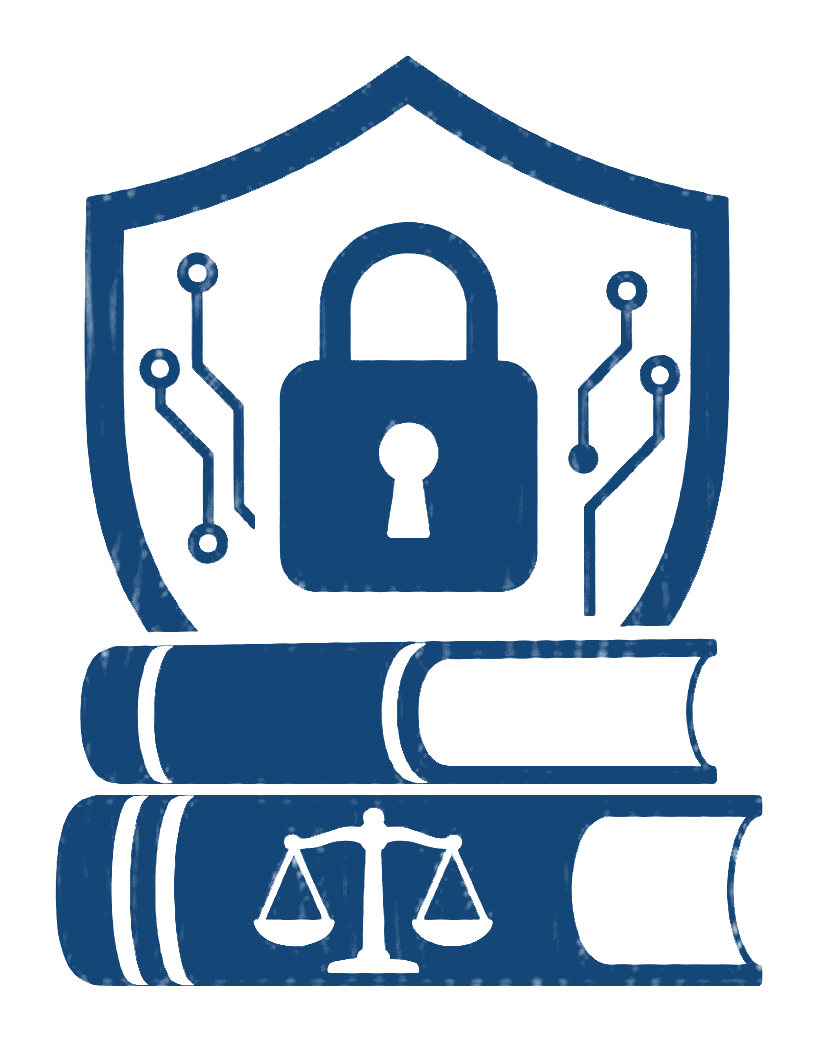 Shield with a padlock and law books icon